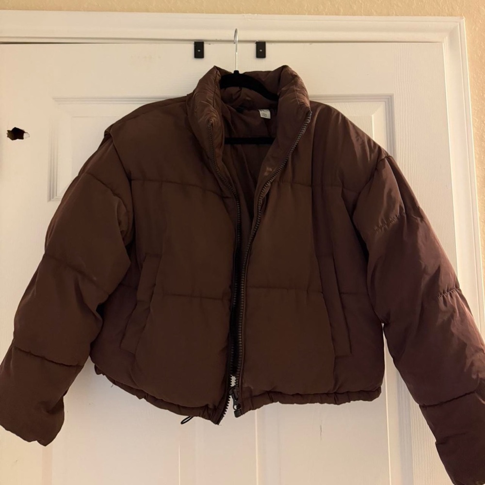 H&M Brown Cropped Puffer Jacket